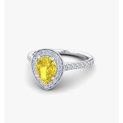 2.50 ct Gelber Saphir und Diamanten Jubiläumsring Weißgold 14K