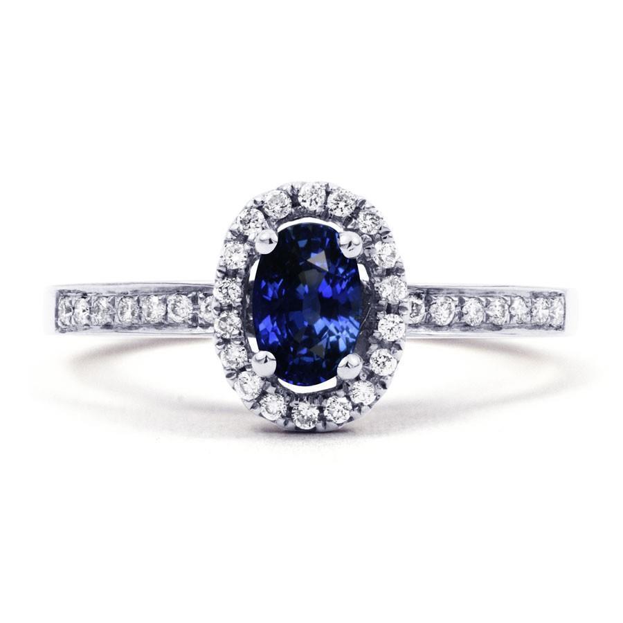 2.50 Karat Ceylon Blauer Saphir und Diamanten Ring Weißgold 14K