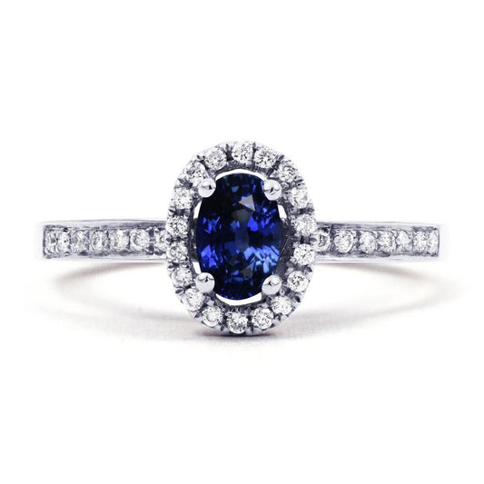 2.50 Karat Ceylon Blauer Saphir und Diamanten Ring Weißgold 14K