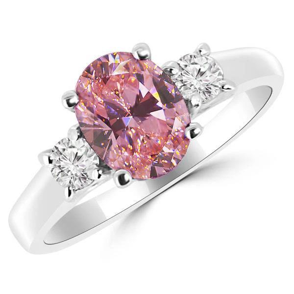 2.50 Karat Oval Rosa Saphir Diamant 3 Steine Ring Weißgold 14K