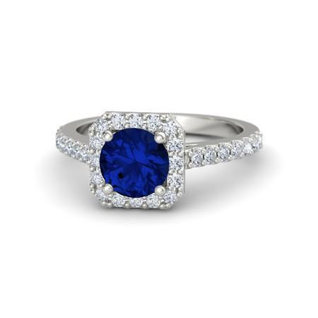 2.70 ct Ceylon Saphir & Diamanten Halo Ring Weißgold 14K