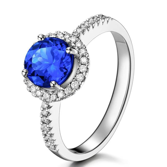 2.85 Karat Sri Lanka Saphir Diamanten Ring Weißgold 14K