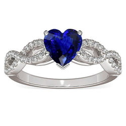 3 Karat Herz Edelstein Blauer Saphir Diamant Ring Infinity Style