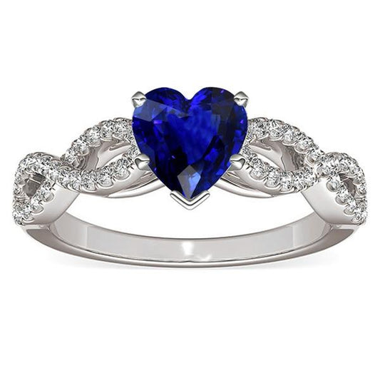 3 Karat Herz Edelstein Blauer Saphir Diamant Ring Infinity Style - harrychadent.ch