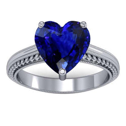 3 Karat Solitaire Ceylon Blauer Saphir Ring Antik-Stil Weißgold