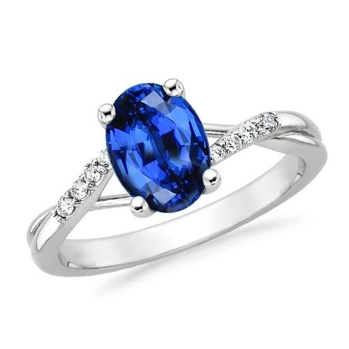 3 Karat Sri Lanka Blauer Saphir Diamant Ehering Weißgold 14K - harrychadent.ch