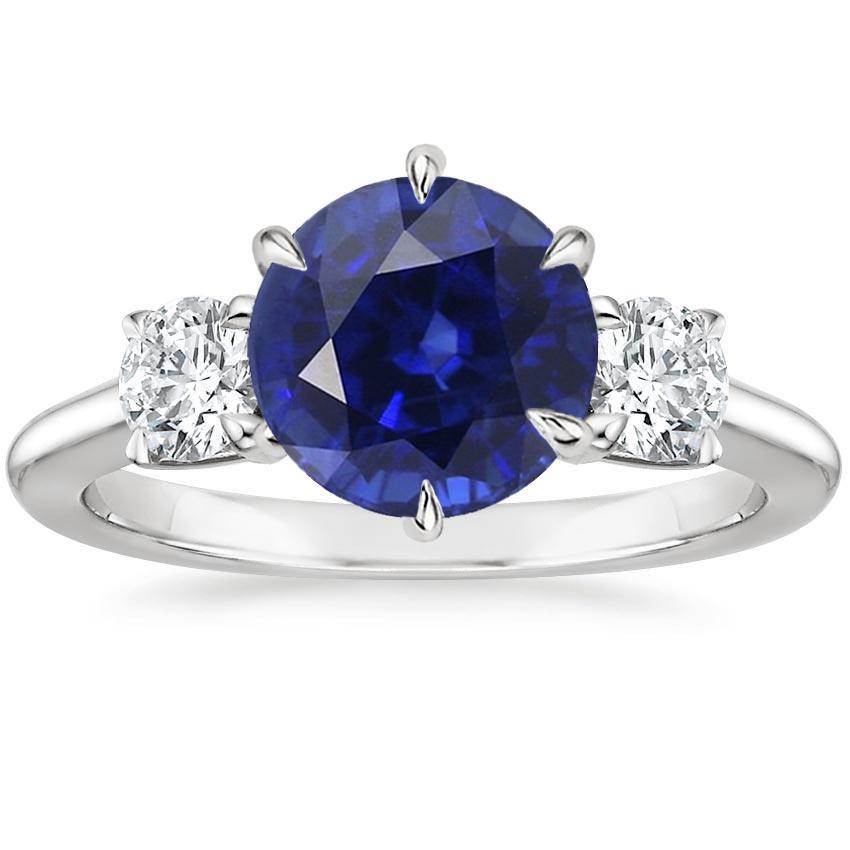 3 runde Diamanten aus tiefblauem Saphir-Ring Krappenset 3,50 Karat - harrychadent.ch