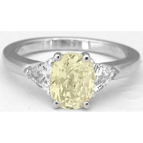 3 Stein 4,50 ct. Ovaler Ring mit gelbem Saphir und Diamanten Weißgold - harrychadent.ch