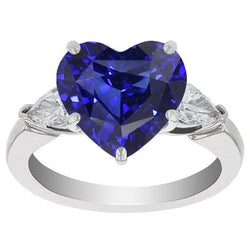 3 Stein Birne Diamant Ceylon Saphir Ring 4 Karat Goldschmuck