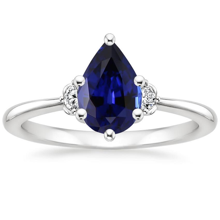 3 Stein Diamant & blauer Saphir Ring 6,75 Karat Konischer Schaft Gold - harrychadent.ch