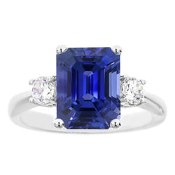 3 Stein Edelstein Ring Smaragd Ceylon Saphir & Diamanten 4,50 Karat