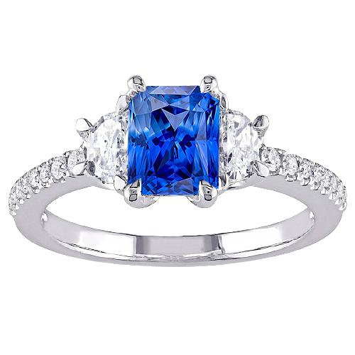 3-Stein-Halbmond-Diamant-Blauer Saphir-Ring mit Akzenten 3 Karat - harrychadent.ch