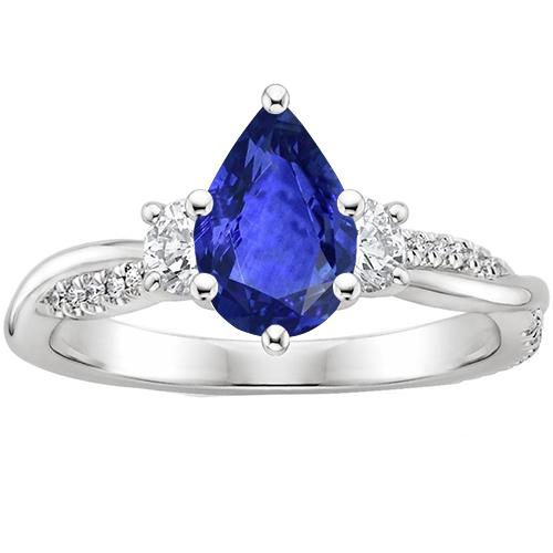 3-Stein-Ring mit Akzenten Diamant & Birne Blauer Saphir 6 Karat - harrychadent.ch