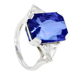 3 Steindiamanten 5 Kt Ceylon Saphir Radiant Cut Ring