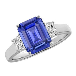 3 Steine Smaragd Saphir Ring & Strahlender Diamant Schmuck 2,75 Karat