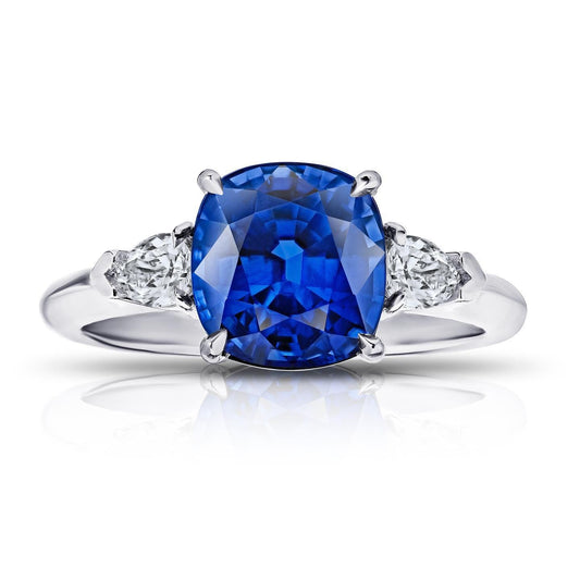 3 Steine srilankischer Saphir Diamant 3,25 Karat Ring Weißgold 14K - harrychadent.ch