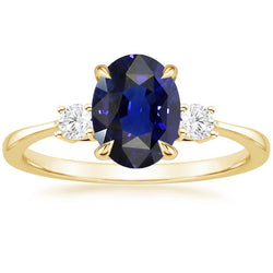 3 Steine Verlobungsring Oval Sri Lanka Saphir & Diamanten 3 Karat