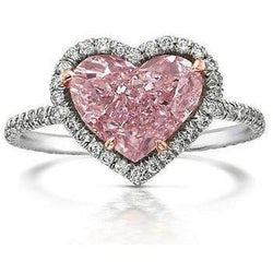 3,35 Karat Herz-Rosa-Saphir und runder kleiner Diamant-Edelstein-Ring