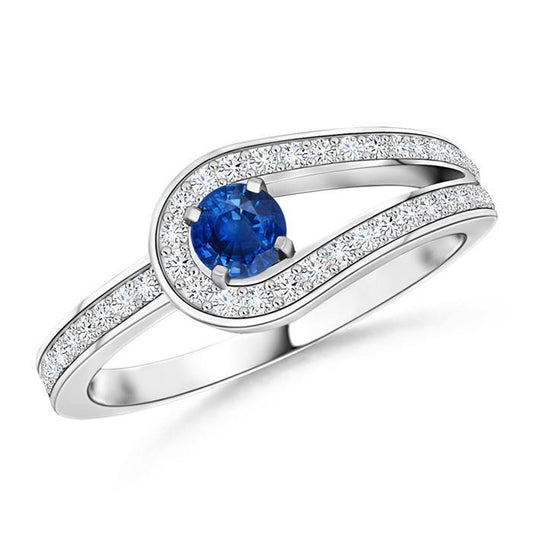 3,40 ct Ceylon Saphir Diamanten Ehering Weißgold 14K - harrychadent.ch