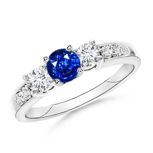 3,40 Karat runder Sri Lanka Saphir Diamant Ehering - harrychadent.ch