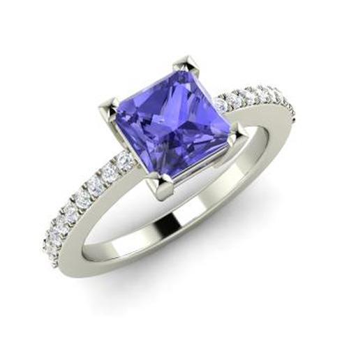 3,40 Karat Tansanit und Diamanten Ehering 14K Weißgold - harrychadent.ch