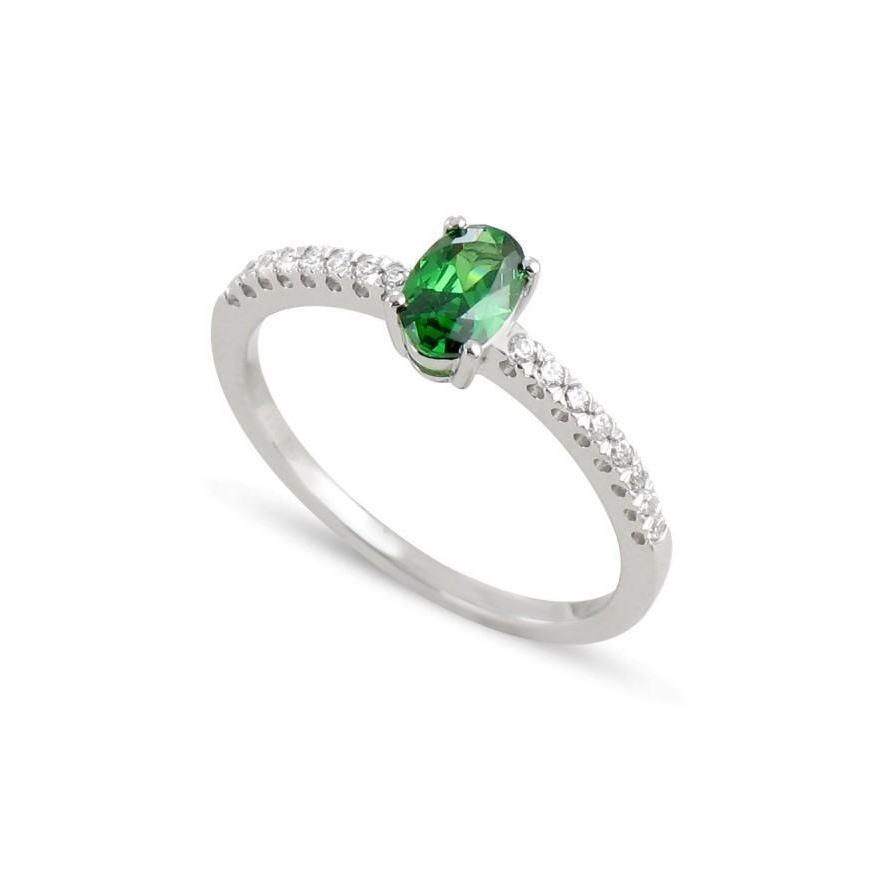 3,5 Karat grüner Ehering mit Smaragd und Diamant