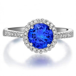 3,50 Karat runder Sri Lanka Saphir Diamant Ring Schmuck