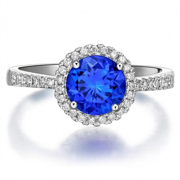 3,50 Karat runder Sri Lanka Saphir Diamant Ring Schmuck - harrychadent.ch