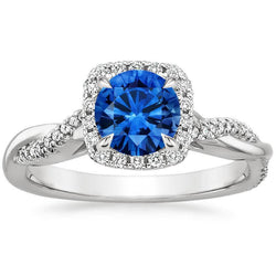 3,70 ct Brillantschliff Sri Lanka Blauer Saphir und Diamanten Ring