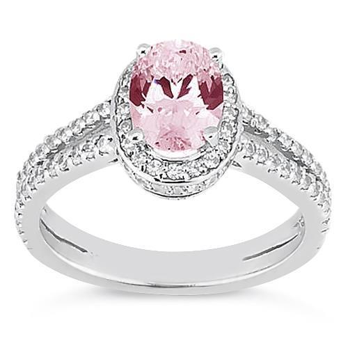 3,73 ct Krappenfassung Halo Pink Edelstein Ovaler Diamantring