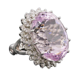 38.75 Karat Rosa Kunzit Und Diamanten Fancy Ring Weißgold