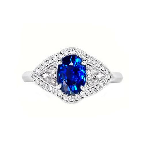 3,90 ct Krappen-Set srilankischer Saphir- und Diamantring Weißgold 14K - harrychadent.ch