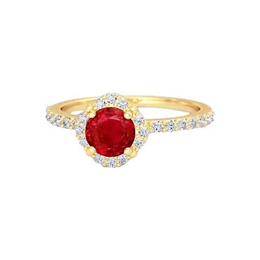 3.20 Karat Roter Rubin Mit Diamanten Ring Gelbgold 14K