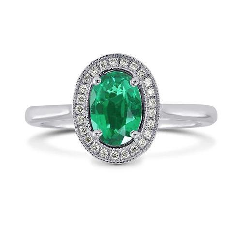 3.25 Karat Grüner Smaragd-Diamant-Ring Weißgold 14K