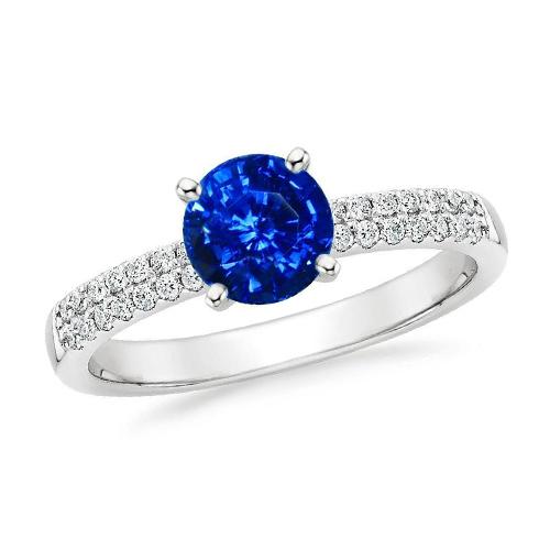 3.50 ct. Ring mit Saphir-Diamanten im runden Schliff-Satz WG 14K
