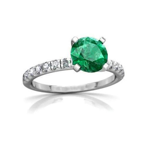 3.80 Karat Grüner Smaragd und Diamanten Ring Weißgold 14K
