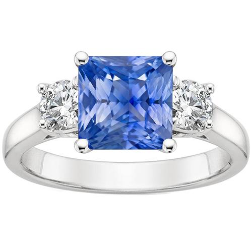 4 Karat blauer Ceylon Saphir & runder Diamant 3 Stein Ring Gold 14K - harrychadent.ch