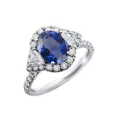 4 Karat Ceylon Saphir und Diamanten Ring Weißgold 14K