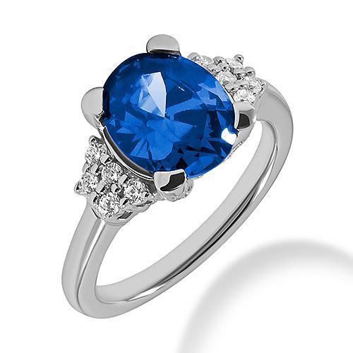 4 Kt. Sri Lanka Blauer Saphir-Diamant-Ring Weißgold 14K - harrychadent.ch