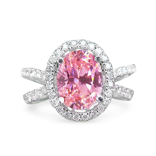 4,25 Karat Rosa Saphir und Diamanten Ehering 14K Weißgold - harrychadent.ch