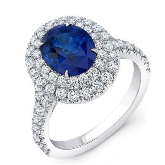4,25 Karat Solitär mit Akzent Saphir Diamanten Ring Weißgold - harrychadent.ch