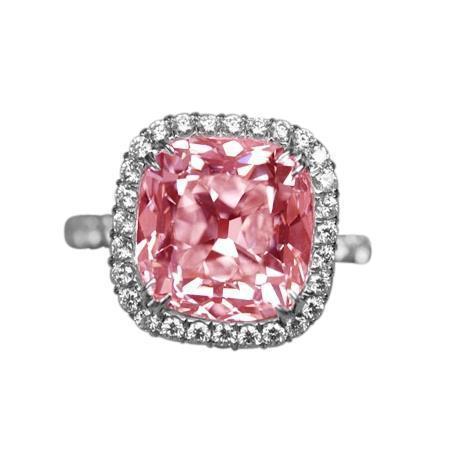 4,50 ct. Rosa Saphir Kissen Diamantring