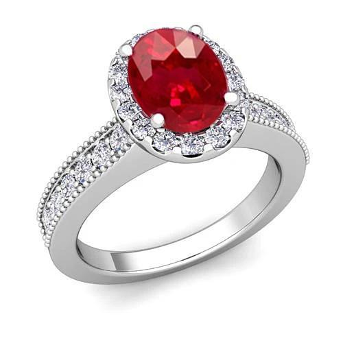 4,60 Karat Roter Rubin Mit Diamanten Ring 14K Weißgold - harrychadent.ch