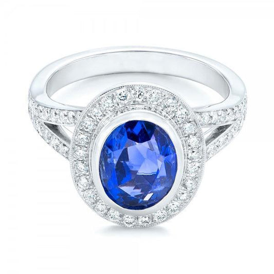 4,60 Karat Sri Lanka Blauer Saphir & Diamanten Ehering - harrychadent.ch