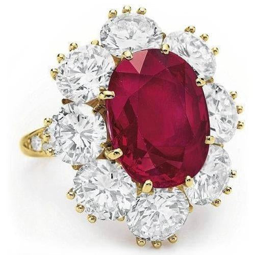 4,75 ct Roter Saphir mit Diamanten Ehering Weißgold 14K - harrychadent.ch