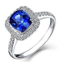 4.30 Ct Ringkissen Ceylon Blauer Saphir Und Runde Diamanten