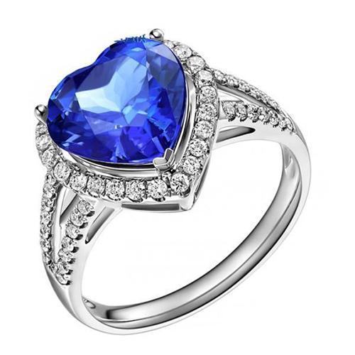 4.60 ct Ceylon Blue Saphir Diamanten Ring Weißgold 14K