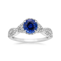 4.85 ct Sri Lanka Blauer Saphir Halo Diamanten Ring Weißgold