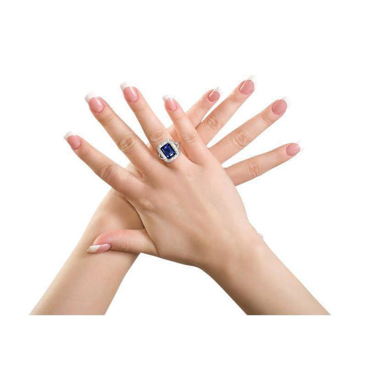 5 ct. Blauer Saphir mit Diamantring Solitär mit Akzenten Schmuck
