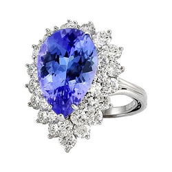 5 Karat Halo Birne Tansanit & Diamant Verlobungsring